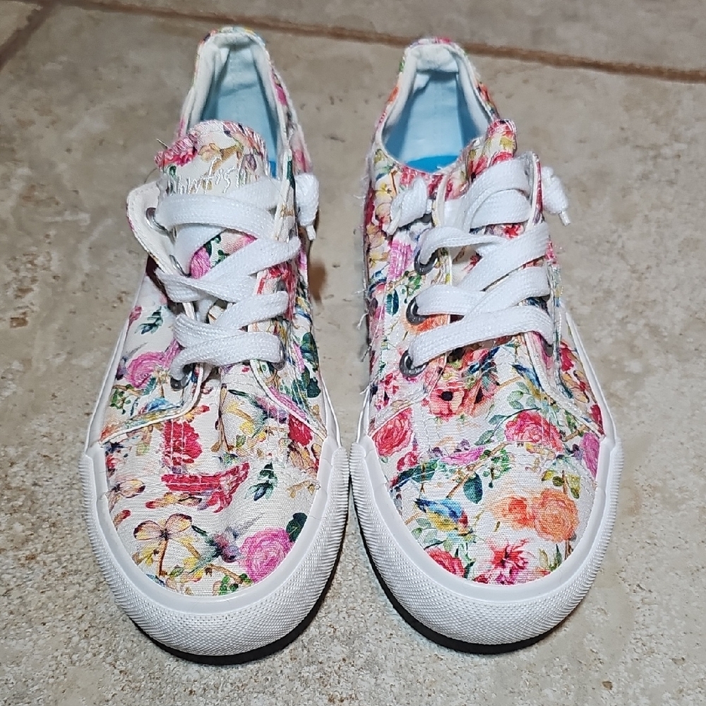 Blowfish Pink and White Canvas Sneakers Floral Design